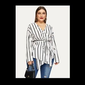 Striped wrap blouse